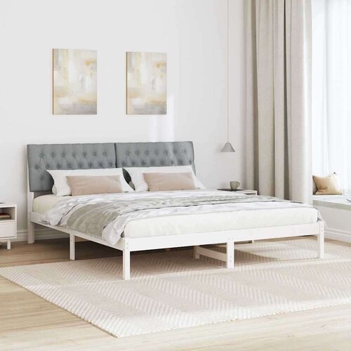 VidaXL krevetni okvir s tapiciranim uzglavljem Bijelo 180 x 200 cm Slike