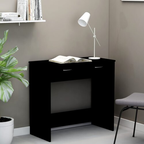 VidaXL Pisalna miza črna 80x40x75 cm iverna plo&amp;scaron;ča Slike