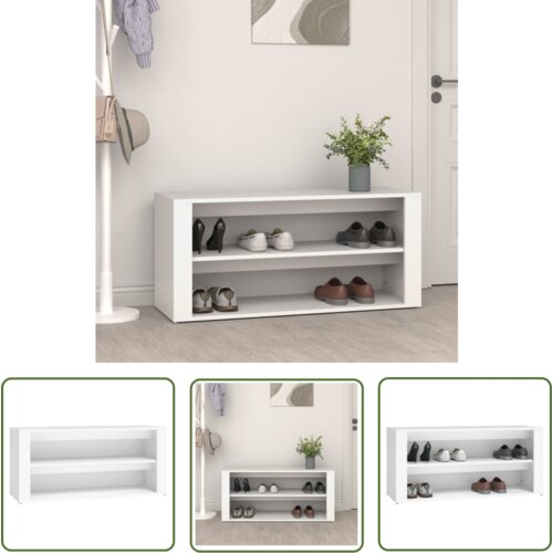 The Living Store Regal za čevlje bel 100x35x45 cm inženirski les - Stojalo Za Čevlje, (21744599) Slike