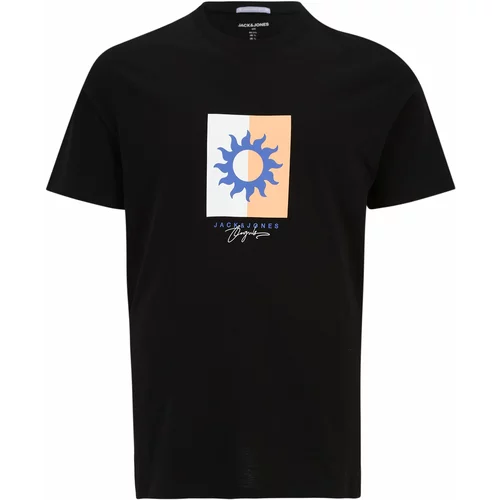 Jack & Jones Plus Majica 'MARBELLA' pijesak / ljubičasto plava / crna / bijela