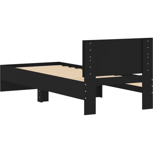  Okvir kreveta s uzglavljem crni 90 x 200 cm konstruirano drvo Slike