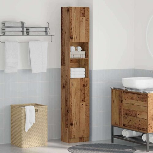 VidaXL Kupaonski ormarić staro drvo 32x25,5x190 cm konstruirano drvo Slike