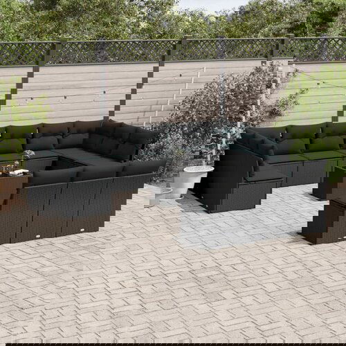 VidaXL 14-dijelni set vrtnih sofa s jastucima poliratan crni Slike