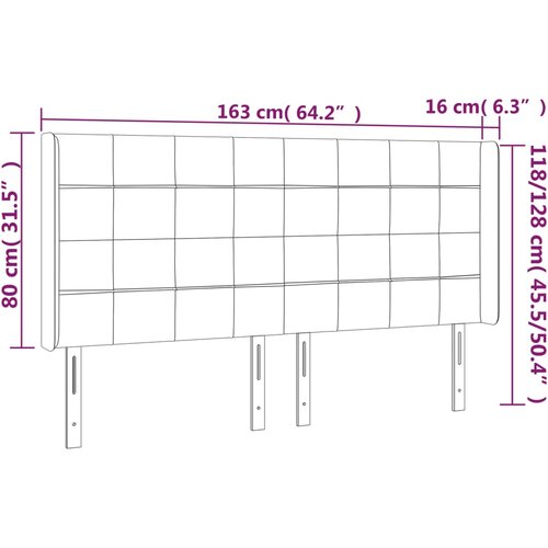  LED uzglavlje krem 163 x 16 x 118/128 cm od tkanine Slike