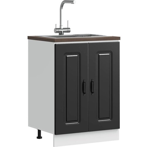 vidaXL Osnovna omarica za umivalnik Kalmar črna 60x46x81,5 cm Cene