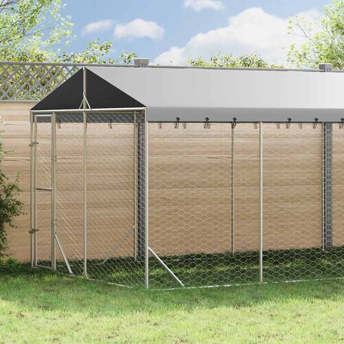  kavez za pse s krovom srebrni 3x9x2,5 m pocinčani čelik Cene