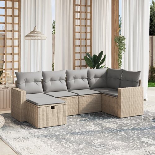 vidaXL 6-dijelni set vrtnih sofa s jastucima bež od poliratana Cijene