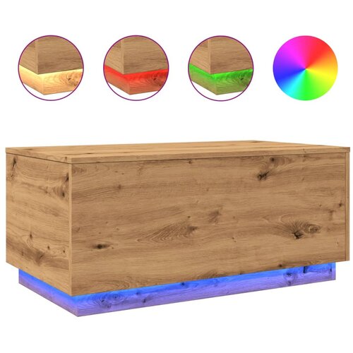 Maison Chic Klubska mizica - kavna mizica - Nizka mizica z LED lučkami artisan hrast 90x50x40 cm, (21752156) Cene