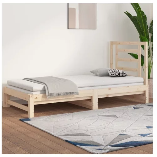  Izvlečna dnevna postelja 2x(90x200) cm trdna borovina