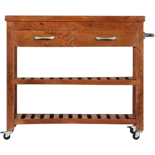 VidaXL Kuhinjska kolica od masivnog bagremovog drva 100 x 48 x 89 cm Slike