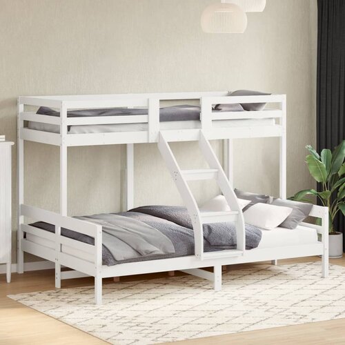  Krevet na kat 90x200/140x200 cm masivna borovina bijela Slike