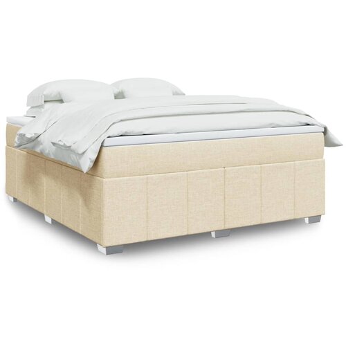 vidaXL Box spring postelja z vzmetnico krem 180x200 cm blago Cene
