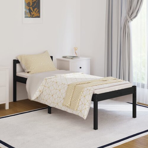 VidaXL Okvir za krevet crni drveni 75 x 190 cm 2FT6 mali jednokrevetni Slike