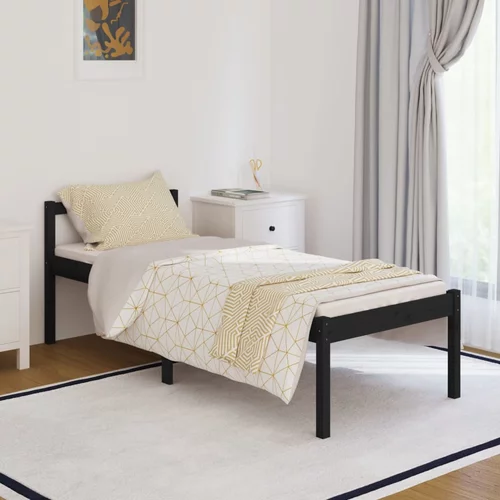 vidaXL Okvir za krevet crni drveni 75 x 190 cm 2FT6 mali jednokrevetni