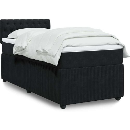vidaXL Box spring postelja z vzmetnico črna 100x200 cm žamet Cene