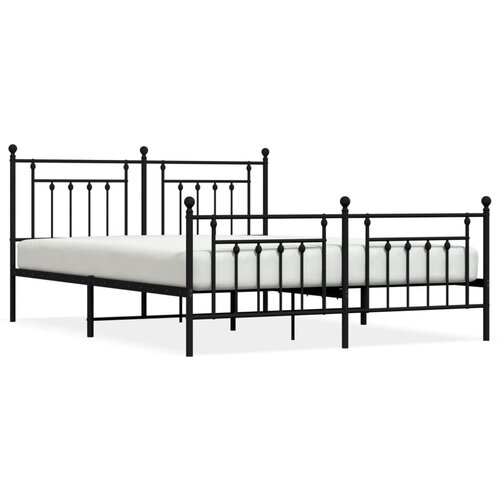 Maison Chic Kovinski Posteljni okvir - Dvoposteljna postelja - Zakonska postelja z vzglavjem in vznožjem črn 183x213 cm, (21695554) Slike