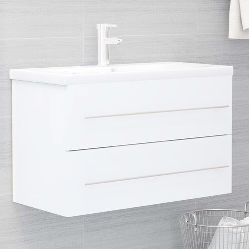 VidaXL Omarica za umivalnik bela 80x38,5x48 cm iverna plo&amp;scaron;ča Slike