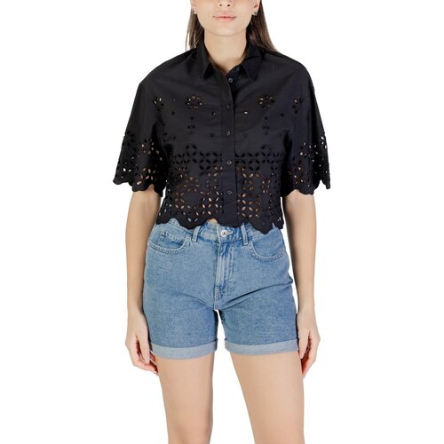 Only Srajce & Bluze Onlmina Life Ss Boxy Shirt Wvn 15345017 Črna Cene