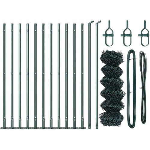 vidaXL Ograja iz verige z 13 flanširanimi stebri 0.4x25 m Galvanizirano jeklo Cene