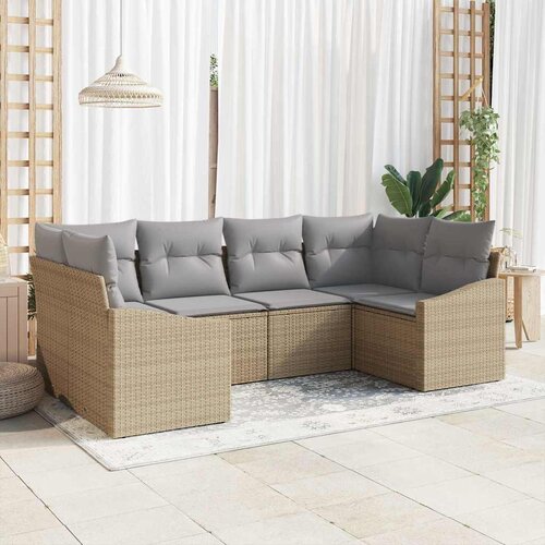  Sjedeća garnitura za vrt 6 kom. Bež i svijetlo siva poliratan 234 x 123.5 x 69 cm Cene