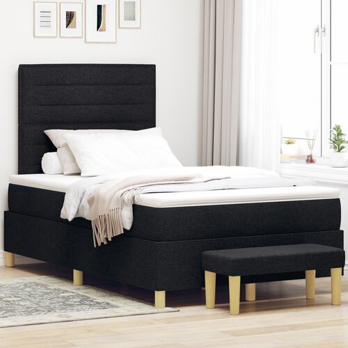 VidaXL krevet s podnicom s madracem i klupom crna 120 x 190 cm tkanina Slike