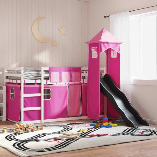 The Living Store Pograd s toboganom in zavesami roza 90x190 cm - Pograd, (21428230) Slike