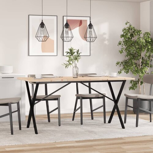  Blagovaonski stol X-oblika 160x80x75,5 cm od borovine i čelik Slike