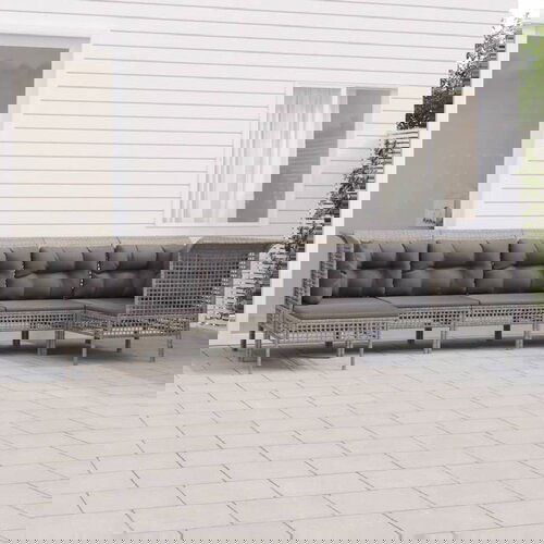  7-dijelna vrtna garnitura od poliratana s jastucima siva Cene