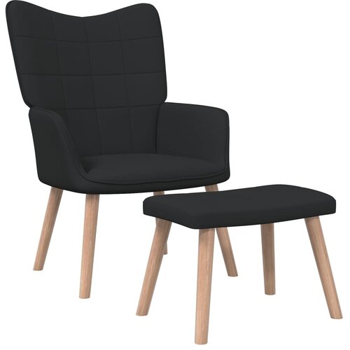The Living Store Stol za sproščanje s stolčkom črno blago - Stol Za Sproščanje, (21420375) Cene