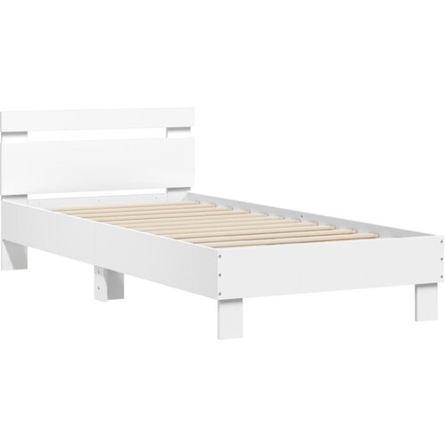 VidaXL Posteljni okvir z vzglavjem bel 75x190 cm inženirski les, (21018372) Slike