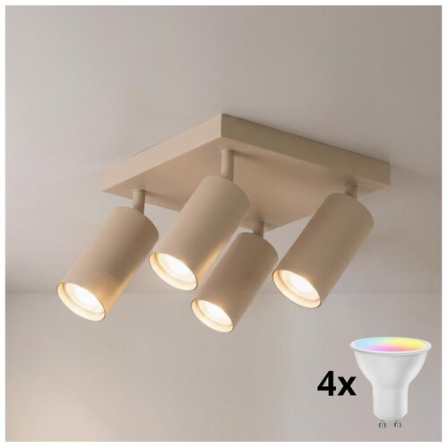 Brilagi LED RGBW prigu&amp;scaron;iva spot svetiljka SELE SQUARE 4xGU10/6,5W/230V bež Slike