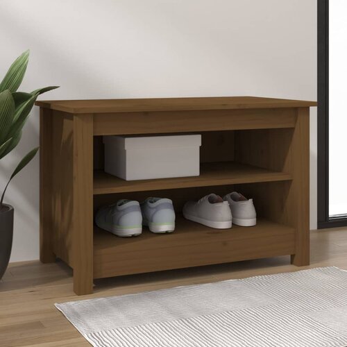 vidaXL Klop za čevlje medeno rjava 70x38x45,5 cm trdna borovina Cene