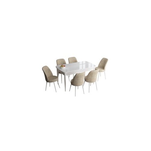 Hanah home Hanah Kućni set Trpezarijski sto i 6 stolica Han, Krem-bijela Cene