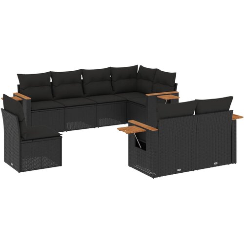 vidaXL 8-dijelni set vrtnih sofa od poliratana s jastucima crni Cijene
