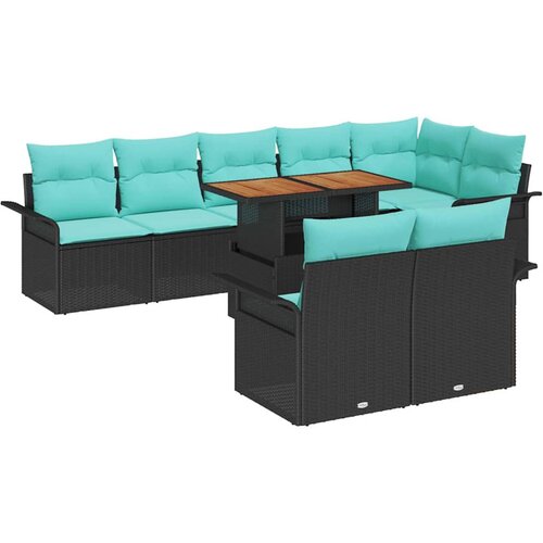 vidaXL Vrtna sedežna garnitura s shranjevanjem 9 pcs Črna Poly ratan, (5000144626) Cene