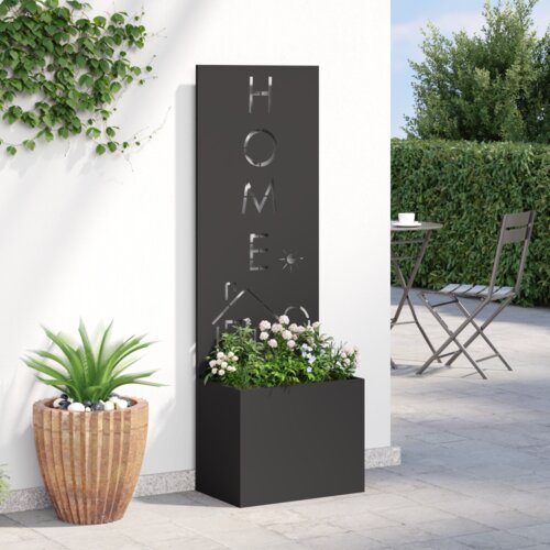 VidaXL Vrtni Sadič s Dekorativnom Pločom Crna 50 x 140 cm Slike