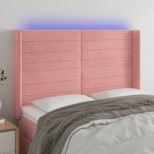 The Living Store LED posteljno vzglavje roza 147x16x118/128 cm žamet - LED Vzglavje, (21660482) Cene