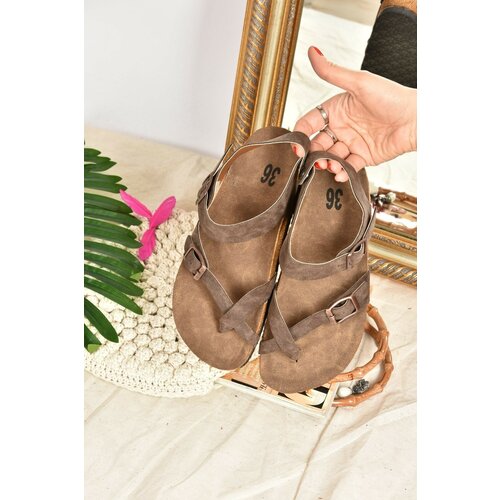 Fox Shoes Women's Brown Suede Sandals Slike