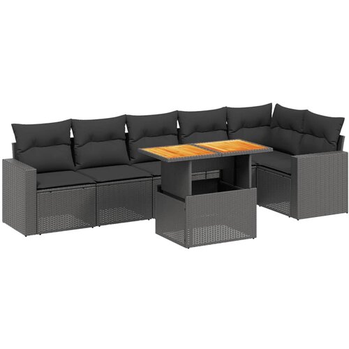 Maison Chic Seti vrtnega pohištva - Vrtna garnitura - Vrtni pohištvo set 7-delna z blazinami črn poli ratan, (21802722) Cene