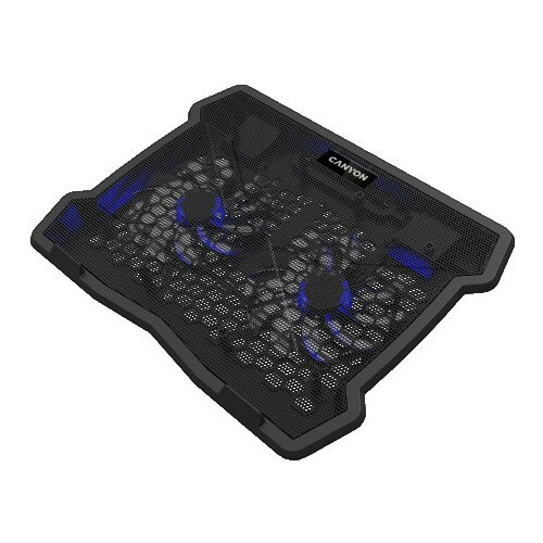 Canyon cooling stand dual-fan with 2x2.0 USB hub, support up to 10"-15.6" laptop, ABS plastic and iron, Fans dimension:125*125*15mm(2pcs), Cene