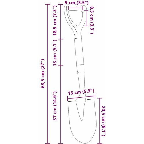  Lopata Crna 68,5 cm Čelik s premazom i čvrsto drvo Slike