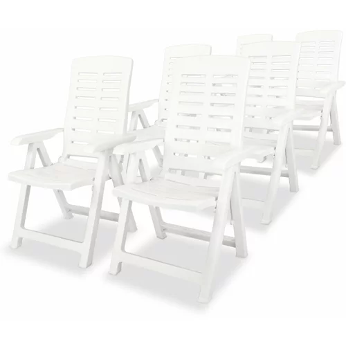  nastavljivi vrtni stoli 6 kosov plastika bele barve