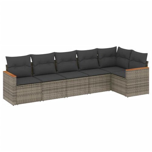 Maison Chic Seti vrtnega pohištva - Vrtna garnitura - Vrtni pohištvo set 6-delna z blazinami siv poli ratan, (21807827) Cene