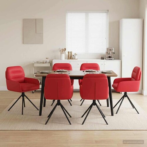  Okretne blagovaonske stolice 6 pcs Umjetna koža Crvena Cene
