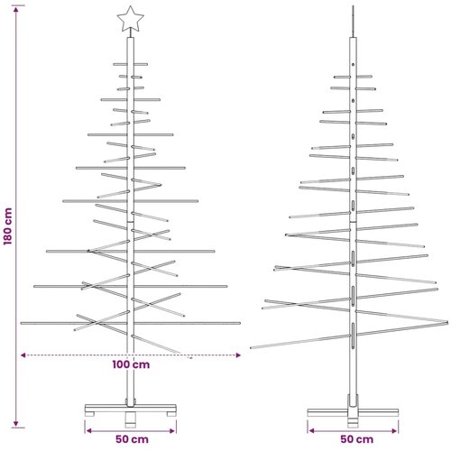  Drveno božićno drvce 180 cm Bambus i masivno borovo drvo - 180 cm Tamno smeđa Slike