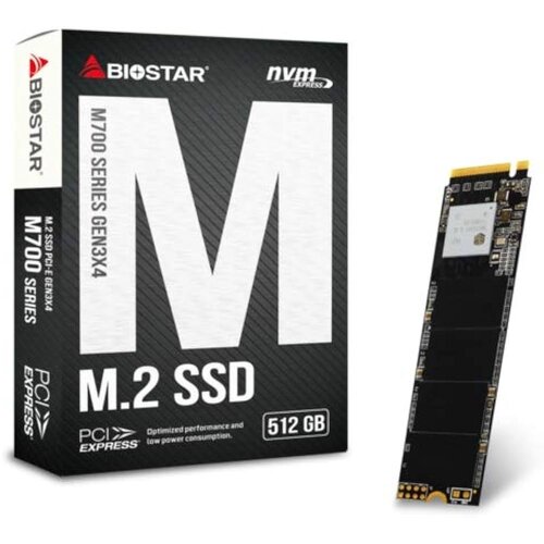Biostar 512GB SSD, M.2, NVMe PCI-E Gen3x 4, 2280 M.2, R/W: 1650 MB/s, 1400 MB/s Cijene