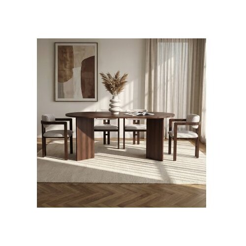 Hanah home Set Trpezarijski sto i 4 stolice Meridia 4 Milano Walnut Dark Walnut White Slike