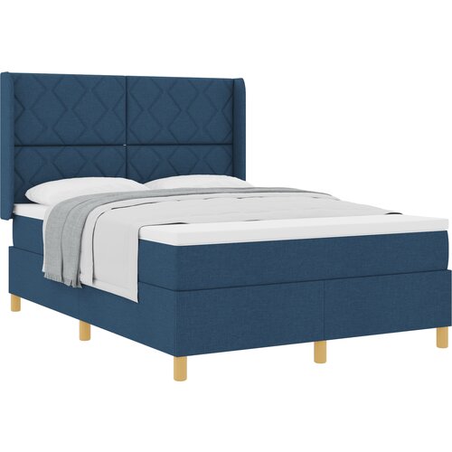 vidaXL Box Spring Postelja z Vzmetnico - Modra, 140x200 cm, Tkanina, (22050914) Cene