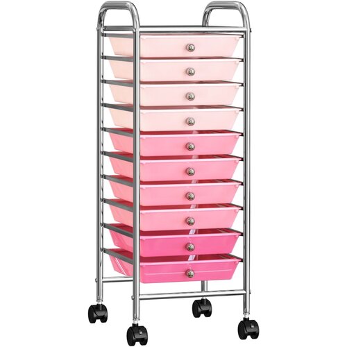 The Living Store premični voziček z 10 predali ombre roza plastika - voziček za shranjevanje, (21493842) Cene