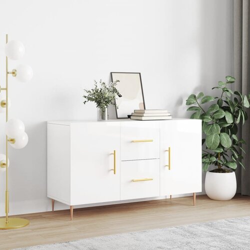  Komoda sjajna bijela 100x36x60 cm od konstruiranog drva Slike